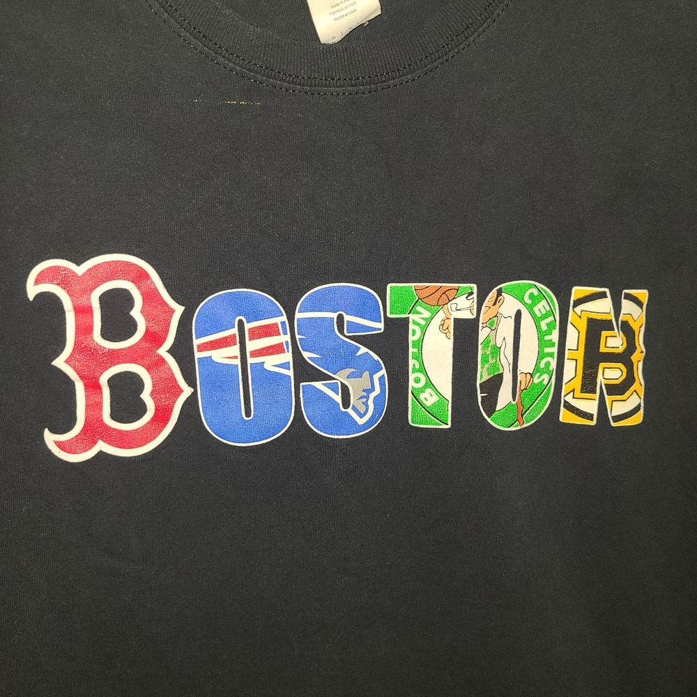 Boston Combined Sport Teams Women's T-Shirt Med Celtics Bruins Red Sox Patriots